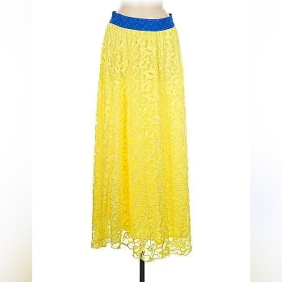 LuLaRoe Elegant Yellow Lace Skirt Sz 2XL Women - Picture 7 of 9